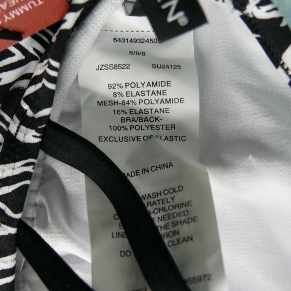Jantzen Swimsuit Size 8 NWT One Piece Geometric Black White Lined Tummy Control - Picture 6 of 11